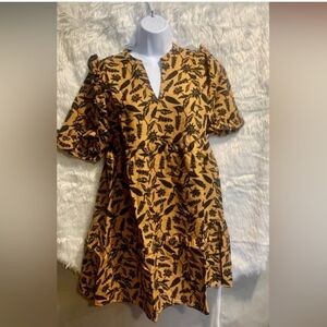 Goodthreads Tan and Black Floral Mini Dress